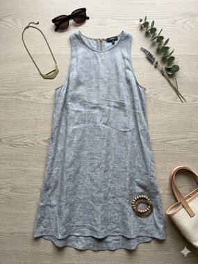 Theory Grey Linen Sleeveless Shift Dress ✨
